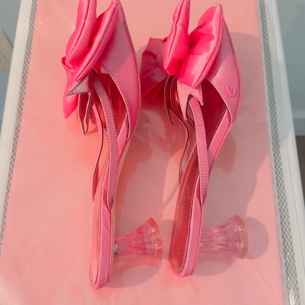 Circus by Sam Edelman Hot Pink Bow Slide Heels - Picture 3 of 7